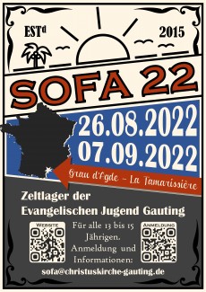 Werbeplakat der Sommerfahrt 2022 - Evangelische Jugend Gauting
